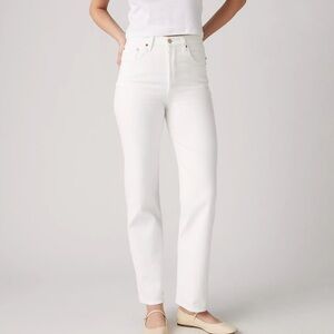 Levi’s Ribcage Straight High Rise Ankle Jeans, White, 27